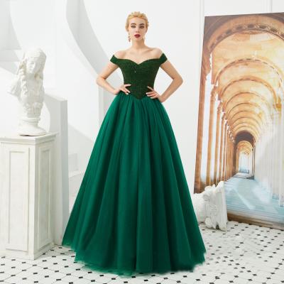 China Anti-Static Tulle A Line Formal Dresses Beading Sweetheart Sexy Lace To Shoulder Long Bridesmaid Dresses for sale