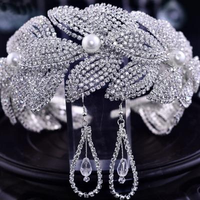 China New Fashionable Elegant Leaf Rhinestone Handmade Hair Band Bride Wedding Tiara Hair Accessories drop shipping for sale