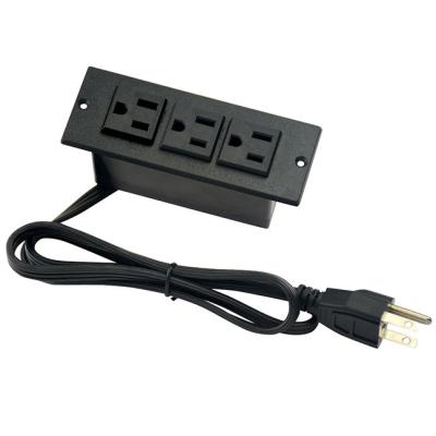 China Easy Installation 10A Electrical Outlet AC USA Furniture Power Strip US 3-Outlets Power Unit for sale