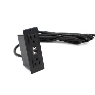 China Residential / Multi-Purpose Cheap Dual USB Power Strip Outlet Usa Sockets With 2 USB Ports Conference Table Power Outlet for sale