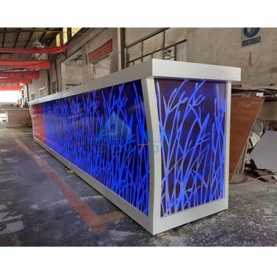 China Customized Modern Commercial Acrylic Solid Outdoor Modern Restaurant Bar Counter Cafe LED Bar Counter for sale