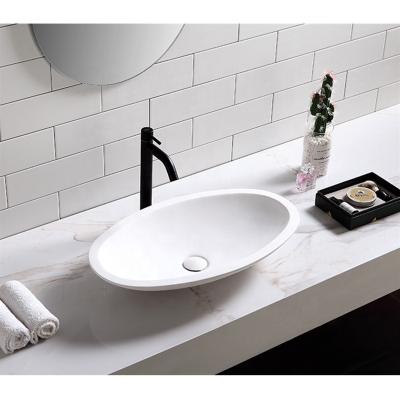 China Shampoo Sinks Oval Shape Bathroom Sanitary Ware Solid Surface Wash Basin Countertops Oval Sink Shenzhen Manufacture for sale