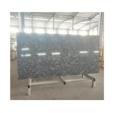 China Factory Top Commercial Black Textured Grain Quartz Stone Slabs Sheet for sale