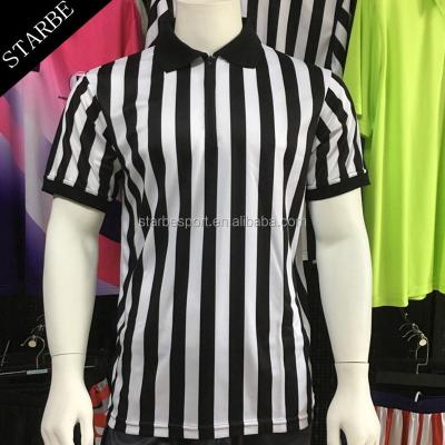 China Anti-pilling Custom Referee Shirts, Dry Fit Striped Soccer Referee Shirt, Basketball Referee Black White Tank Tops for sale