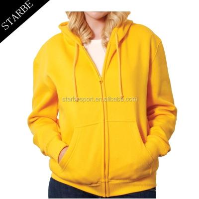 China Anti-pilling customized cotton wholesale yellow hoodies zipper hot sale for sale