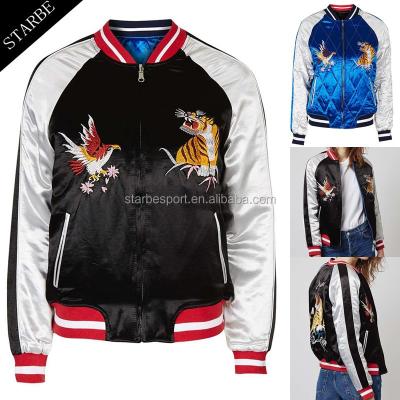 China Breathable Japan Style Satin Bomber Embroidery Jacket, Reversible Bomber Jacket for sale