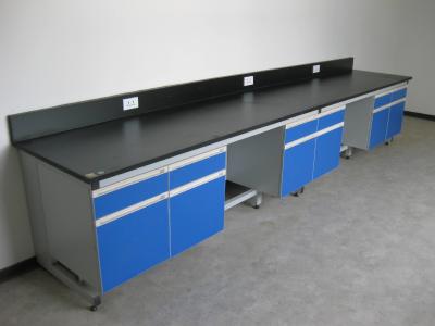 China 7.2 meters long Lab Table Steel Wood Wall Bench Laboratory Side Workbench for sale