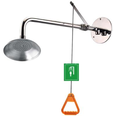 China Lab Safety Protection Equipment Stainless Steel Wall Mounted Emergency Shower for sale