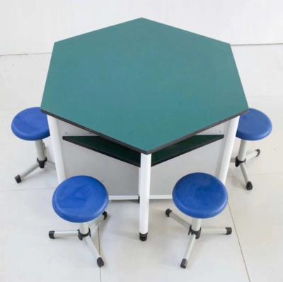 China CE certificated Mathematics Table Cheap Price School Furniture Maths Classroom Hexagonal Desk for sale