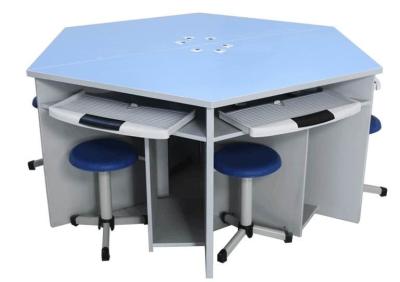 China School Teaching Furniture Computer Lab Desk Hexagonal Computer Classroom Table for sale