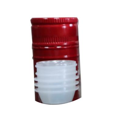 China 31.5H44mm Brandy Rum Bottle Cap Screw Finish Pilfer Proof Non Refillable Aluminum Plastic Cap For Brandy Vodka for sale