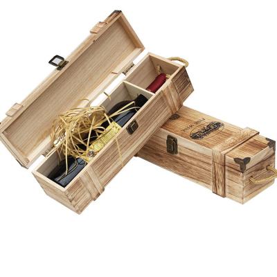 China Handmade High End Creative Solid Wood Red Wine Packing Gift Box With Hand Leg for sale