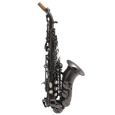 China Best Sale Soprano Sax OEM Good Quality Gold Lacquer Body Bb Nickel Plated Yellow Brass Tone Curved Soprano Saxophone for sale