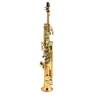 China High Quality Gold Lacquer Straight Soprano Saxophone Super Bb Soprano for sale