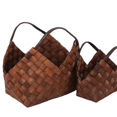 China China Manufacture Large Folding Gift Basket Storage Fir Woven Chinese Hand Basket for sale