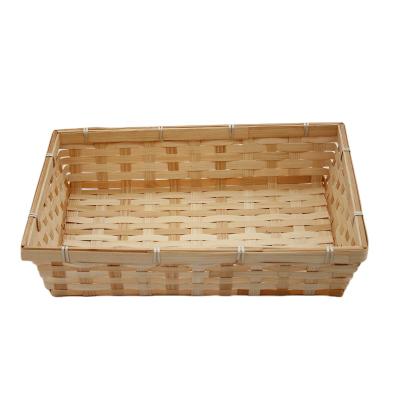 China Folding Fruit Storage Basket Eco Friendly Handmade Woven Bamboo Basket for sale