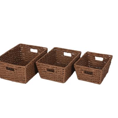 China Customizable Handmade Paper Basket Folding Toy Storage Organizer Multifunctional Rope Storage Basket for sale