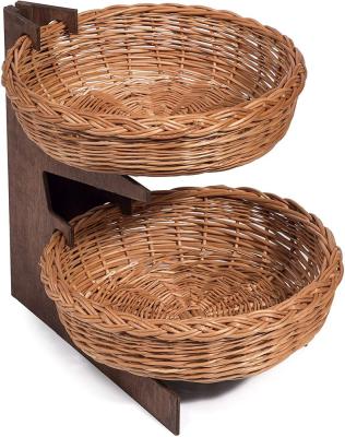 China Wholesale Customized Folding Round Willow Food Basket Shelf Storage Handmade Woven Wicker Basket for sale