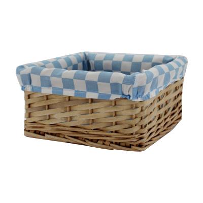 China Hot Selling Handmade Toy Rectangular Tabletop Storage Sundries Woven Basket Folding Wicker Set of 2 for sale