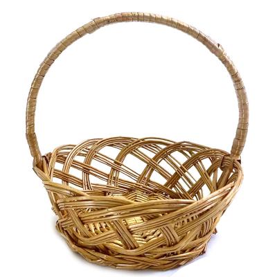 China Factory direct folding wicker woven round basket with handle for sale