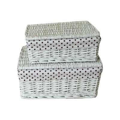 China Hot Selling Amazon Folding Clothes Storage Baskets Office Sundries Handmade Woven Wicker Basket With Lid Liner for sale