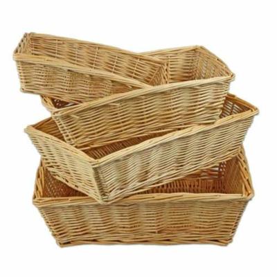 China Folding Woven Wicker Food Basket Breadfruit Storage Tray Basket for sale