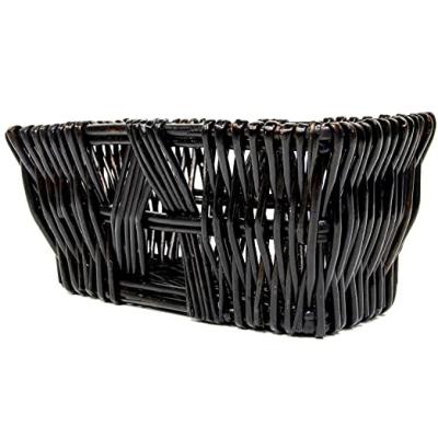 China Folding Hand Woven Black Wicker Gift Basket Empty Storage Basket for sale