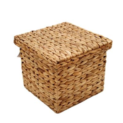 China High Quality Collapsible Water Hyacinth Storage Basket Storage Box with Lid Set of 2 for sale