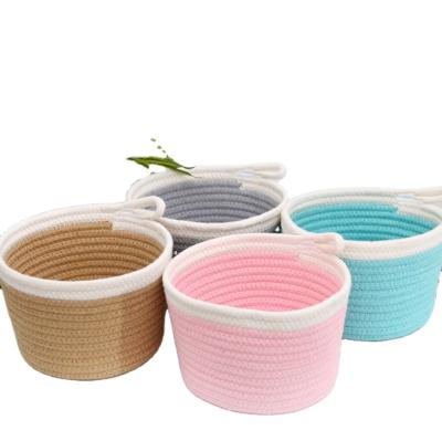 China Thick Cotton Yarn Color Stitched Folding Adjustable Fridge Storage Basket for sale