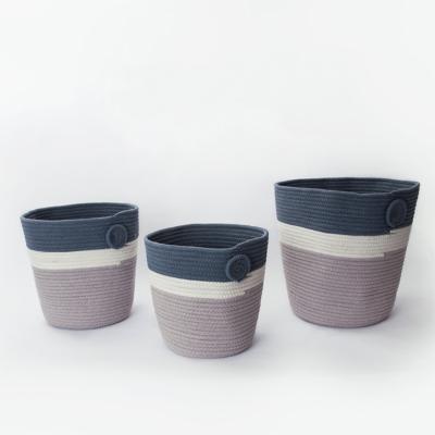 China 2021 New Hot Selling Folding Cotton Rope Basket, Woven Basket For Storage Covering for sale