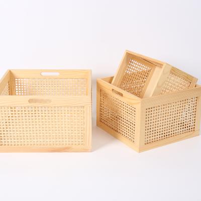 China Bamboo Type Folding Wooden Basket Storage Box Porch Storage Basket Living Room Sundries Drawer Snacks And Basket for sale