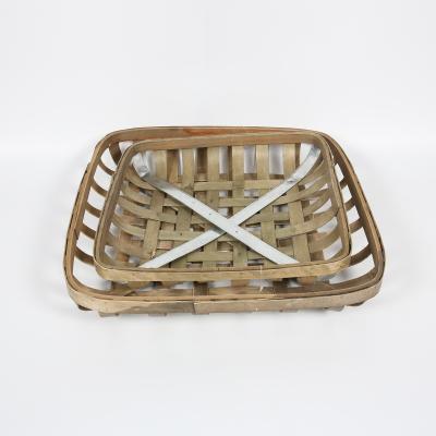 China Eco - Friendly Wholesale Picnic Folding Wooden Weave Handmade Handmade Bread Basket for sale