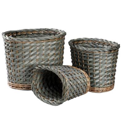 China Hot Sale Folding Oval Wood Waste Storage Basket Bathroom Storage Basket Toys Storage Basket Set Of 3 for sale