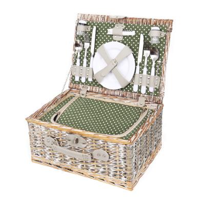 China Folding custom empty wicker picnic basket for 4 person, wicker picnic basket with lid and handle for sale