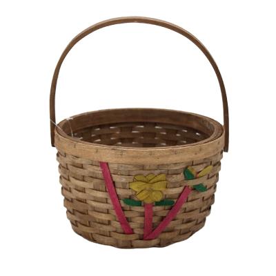 China New Design Hot Selling Eco-Friendly Waste Wood Flower Basket Gift Basket With Flower Decoration Storage Wooden Basket for sale