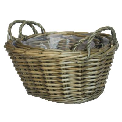 China Eco-friendly Hot Sale Handmade Gray Willow Basket Flower Pot Garden for sale