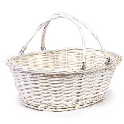 China Large Round Folding Willow Shopping Gift Amazon Hot Sale White Christmas Basket for sale