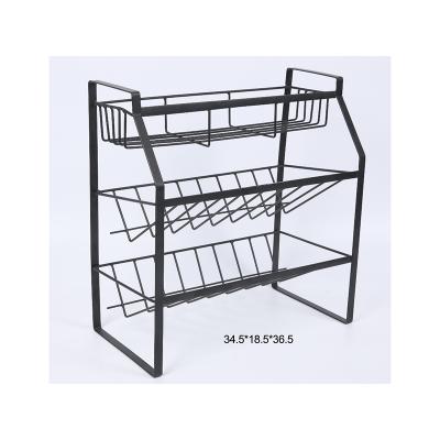 China Folding Factory Directly Supply Widely Used Metal Wire Food Storage Basket Iron Frame Storage Buffet Basket Storage Rack for sale