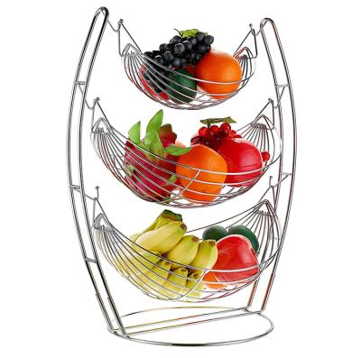 China Stored 3 hanging baskets can be taken down the metal fruit washing basket 3 tier fruit basket for sale