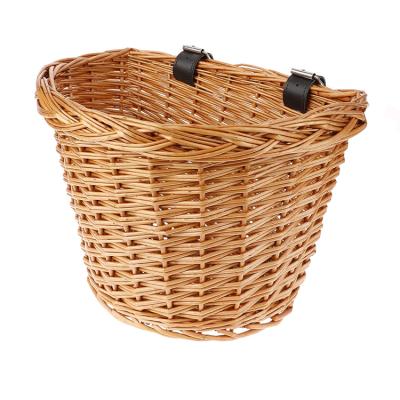 China Handmade Woven Removable Storage Bike Baskets / Home Hanging Storage Wicker Bicycle Front Basket for sale