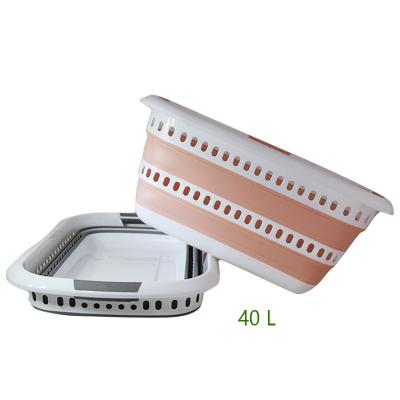 China Modern Pop Folding Plastic Laundry Basket Storage Basket Large Bathroom Basket for sale