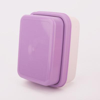 China Eco Friendly Sustainable Plastic Portable Folding Lunch Box Plastic Bento Box for sale