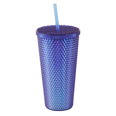 China New 2022 Viable Diamond Glitter Double Wall Tumbler Plastic Coffee Mug Cup With Lid And Straw for sale