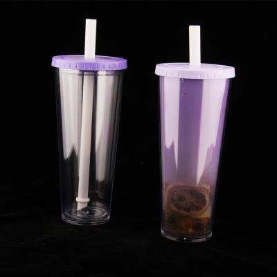 China DOUBLE WALL OEM Factory Sale China Plastic Cup Directly Customize Transparent Plastic Cup With Lid for sale