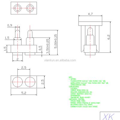 China PCB 2pin gold plated copper pin spring probe pin battery connector pogo pin for sale