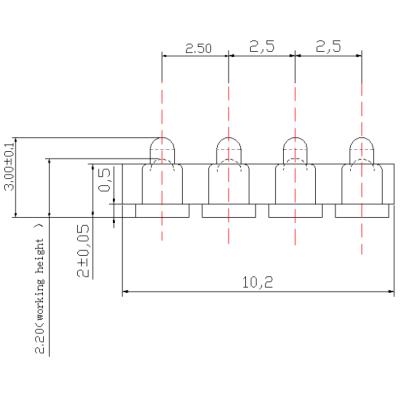 China PCB Pin Pitch 2.5 Mm Small 4 Pin Pogo Pin Connector Type for sale