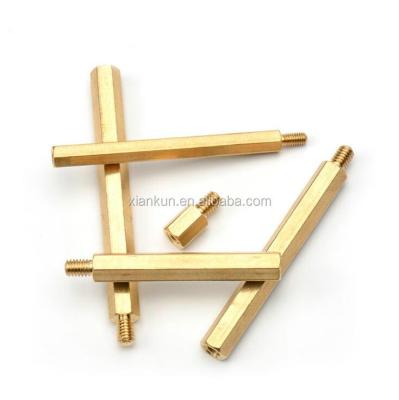 China M2.5/M3/M4 Copper Brass Columns / Hexagonal Copper Column +Threaded 6mm Pillars Single Head for sale