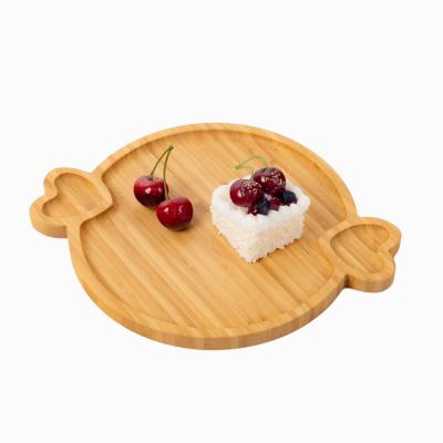 China Custom Simple Natural Simple Beech Cookies Color Bamboo Wooden Serving Rolling Tray With Heart Handle for sale