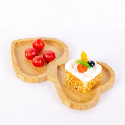 China Single Bamboo 3 Piece Food Tray Heart Shaped Dish Tray For Party Bamboo Dishes for sale