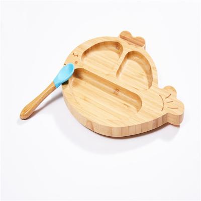 China Contemporary Bamboo Children's Dish Children's Dessert Dish Baby Tableware Baby Tray Cartoon Cutlery Set Children Platter for sale